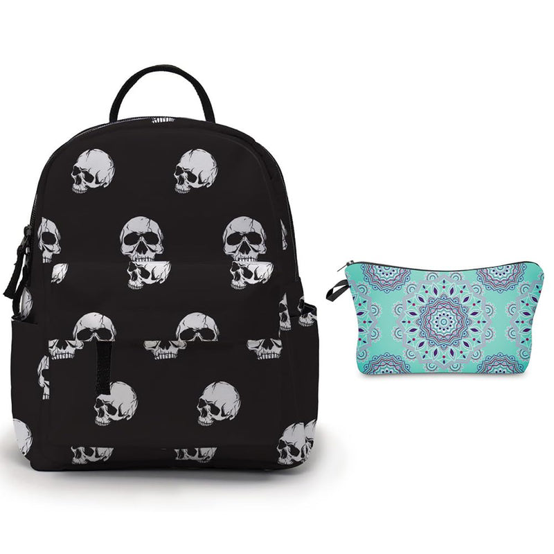 Deanfun Cosmetic Bag for Women, Stone Water-resistant Makeup Bags Lattice Printing Mini Backpack Roomy Toiletry Pouch Travel Accessories Gifts (Mandala 51456+DMNSB-310)