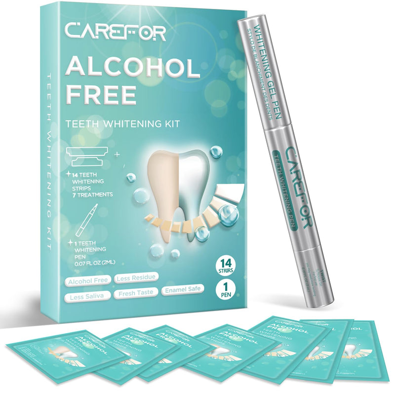 [Australia] - Teeth Whitening Strips 7 Treatments Kit - Contain Teeth Whitening PenÔºåSensitive Teeth Whitener, Non-Slip, Dry Strip Technology for Coffee, Wine, Tobacco, and Other Stains (14 Strips) 1 Count (Pack of 14) 