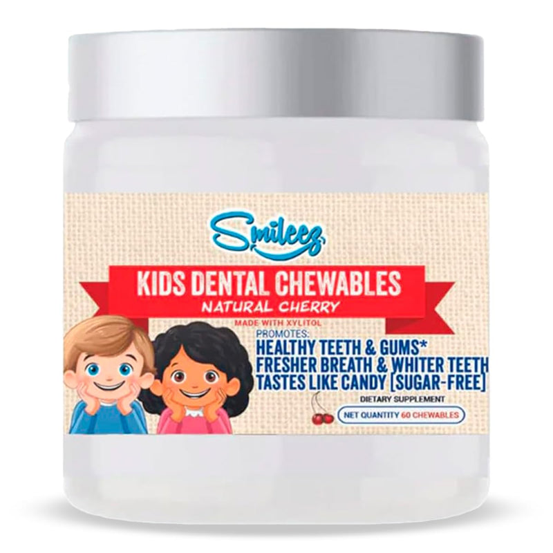 [Australia] - Kids Dental Chewables – Sugar-Free with Xylitol, Papain & Bromelain – 60 Tablets – Fights Cavities, Freshens Breath, Supports Gums & Enamel – Natural Cherry Flavor 1 