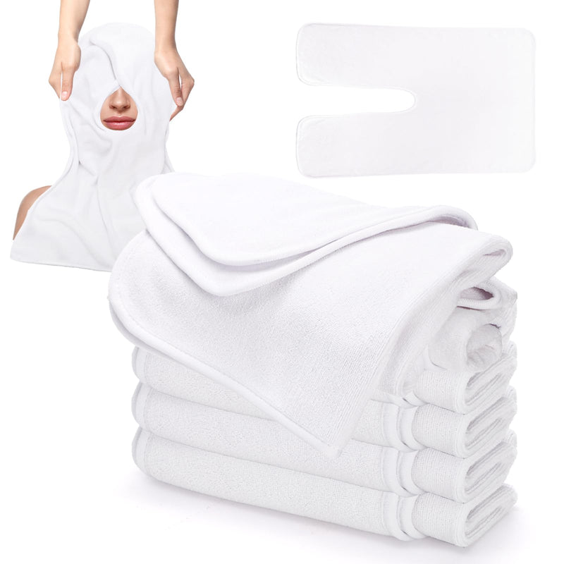 [Australia] - DEAYOU 6 Pack Facial Towels for Estheticians, U-Shaped Spa Towels for Facial, Soft Microfiber Massage Face Towels for Spa Steam, Barbers, Beauty Salons, Skin Care, SPA Centers, Split Design, White 