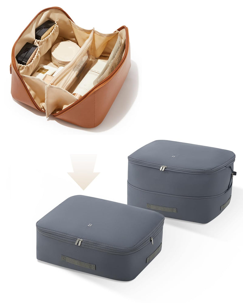 EACHY Travel Makeup Bag & 3-Pack Comforter Storage Bag