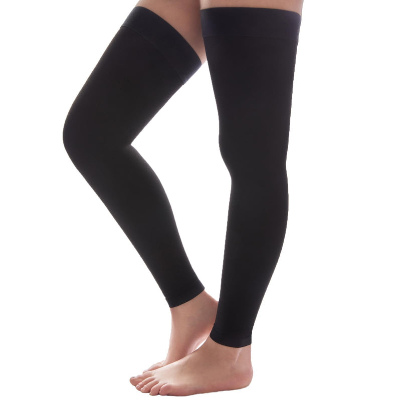 [Australia] - Thigh High Compression Socks Women & Men, 20-30mmHg Thigh High Compression Stockings, Compression Socks with Silicone Dot Band-Best for Varicose Veins, Swelling M Footless,Black 