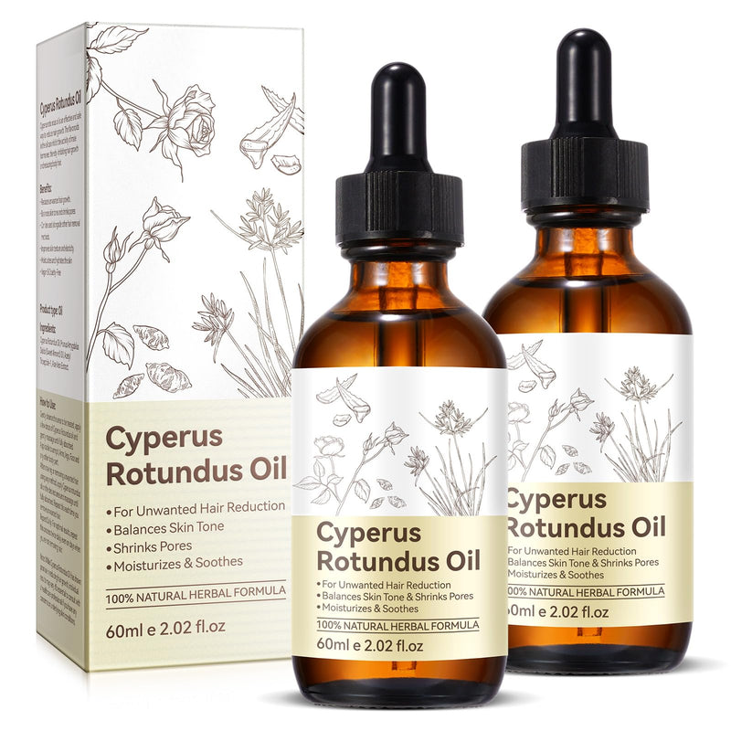 2PCS Cyperus Rotundus Oil, Natural Cyperus Rotundus Oil For Hair Removal, Reduces Unwanted Hair Growth, Moisturizes & Soothes The Skin, Suitable For All Skin Types 2.02 Fl Oz (Pack of 2)