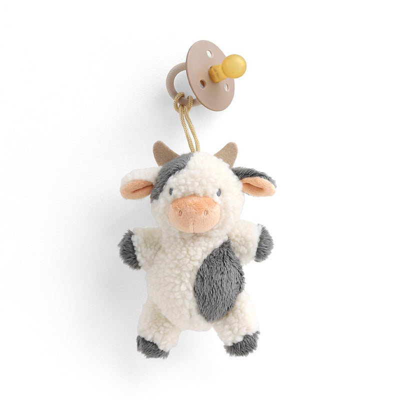 [Australia] - Itzy Ritzy Pacifier & Lovey Set - Natural Rubber Pacifier with Stuffed Animal Lovey - Detachable Plush Cow Binky Holder & Coordinating Natural Rubber Binky, Ideal for Ages 0-6 Months (Cow) 1 Count (Pack of 1) 