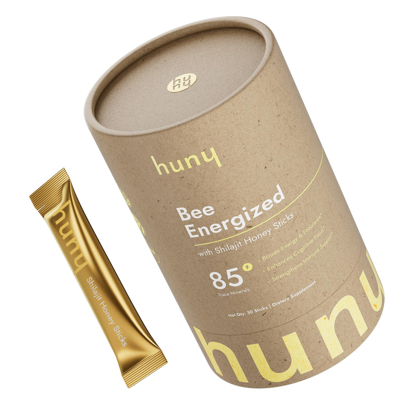 [Australia] - HUNY Bee Energized with Shilajit Honey Sticks | 85+ Trace Minerals for Clean Energy, Focus & Immune Support | Pure Himalayan Shilajit for Men & Women | 30 Count (Pack of 1) 