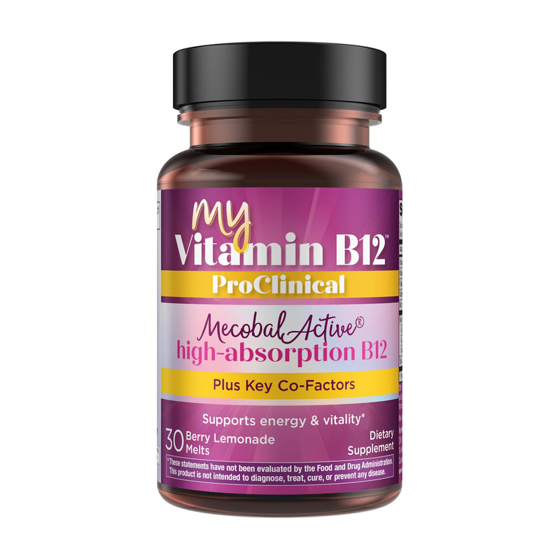 Purity Products MyVitamin B-12 ProClinical Melt Methylcobalamin B12 | Vitamins B6, D3, Folic Acid, Biotin + More - High Absorption MecobalActive B 12-30 Melting Tablets (1) 1
