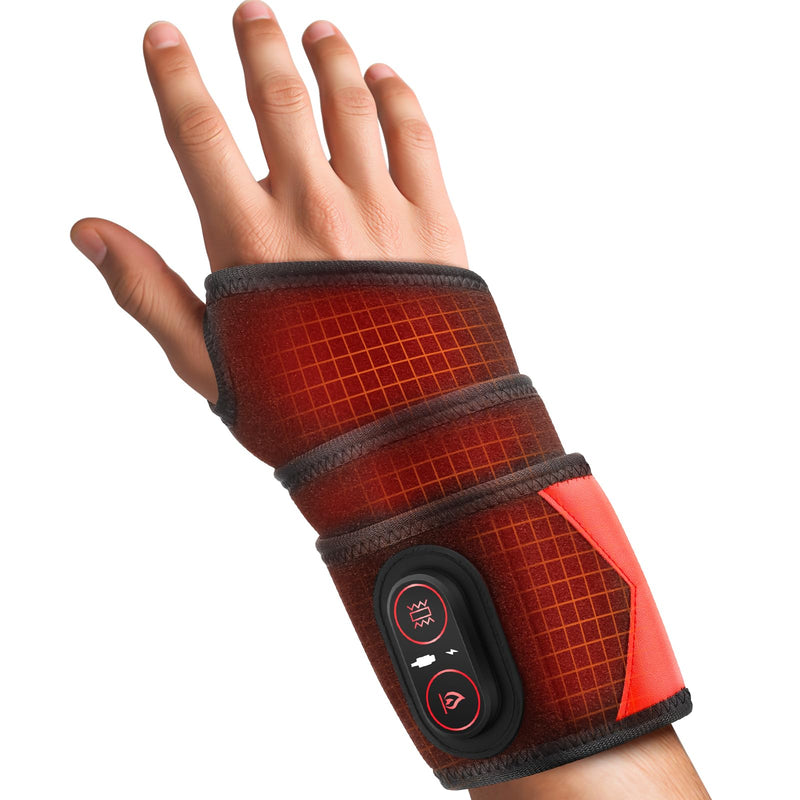 Cordless Wrist Heating Pad for Pain Relief, FSA Eligible Items, Rechargeable Wrist Massager for Carpal Tunnel, Red Light Heated Wrist Brace Wrap, HSA Approved Products Only Black