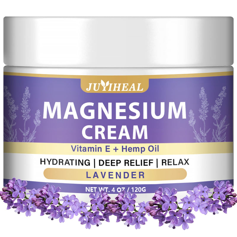 Magnesium Cream – Topical Magnesium Lotion with Lavender, Hemp Seed Oil, Vitamin E & Shea Butter – Relaxation Formula – Safe for Kids & Adults – 4 oz
