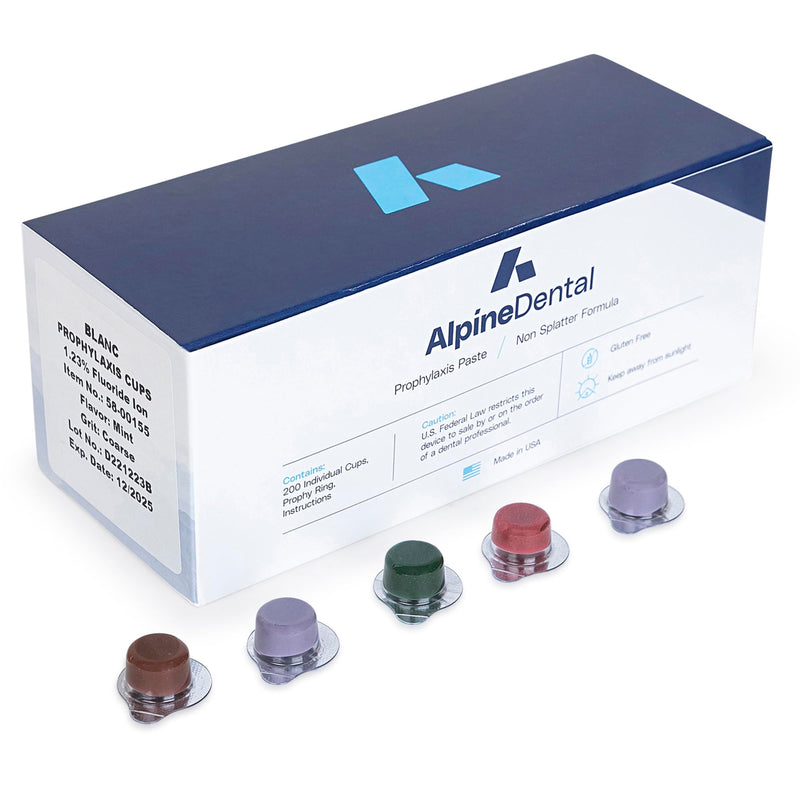 [Australia] - Alpine Dental - Blanc Tooth Polish Non Splatter Fomula, Coarse Grit, Box of 200 (200/Box, Assorted) 0.18 Ounce (Pack of 200) 