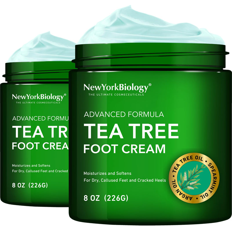 New York Biology Tea Tree Oil Foot Cream for Dry Feet and Rough Heels - Moisturizing Foot Cream - 8 oz - Pack of 2 Tea Tree Oil - 8.00 Ounce (Pack of 2) 8.00 Ounce (Pack of 2)