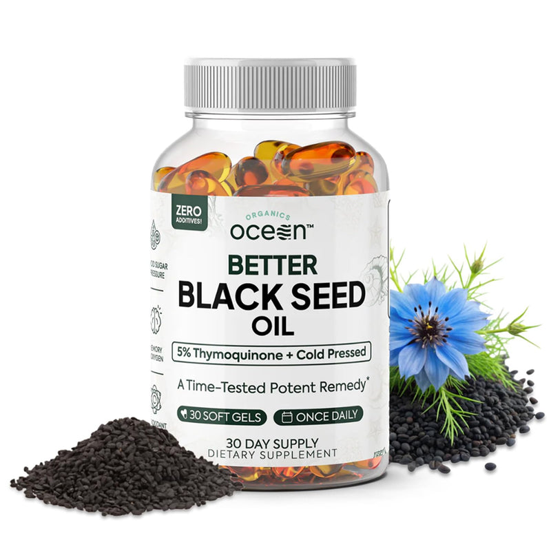 [Australia] - Better Organic Black Seed Oil Cold Pressed - Pure Nigella Sativa Oil for Immune Support - 5% Thymoquinone - Support Memory, Vitality, and Cellular Health 1 Pack 