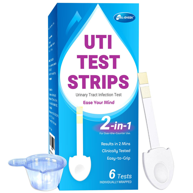 [Australia] - 6 Pack UTI Test Strips, Urinary Tract Infection Test Kit for Women Men, Accurate Result in 2 Minutes, Monitor Bladder Health at Home, Clinically Tested, Easy to Grip, Individually Wrapped 6T 