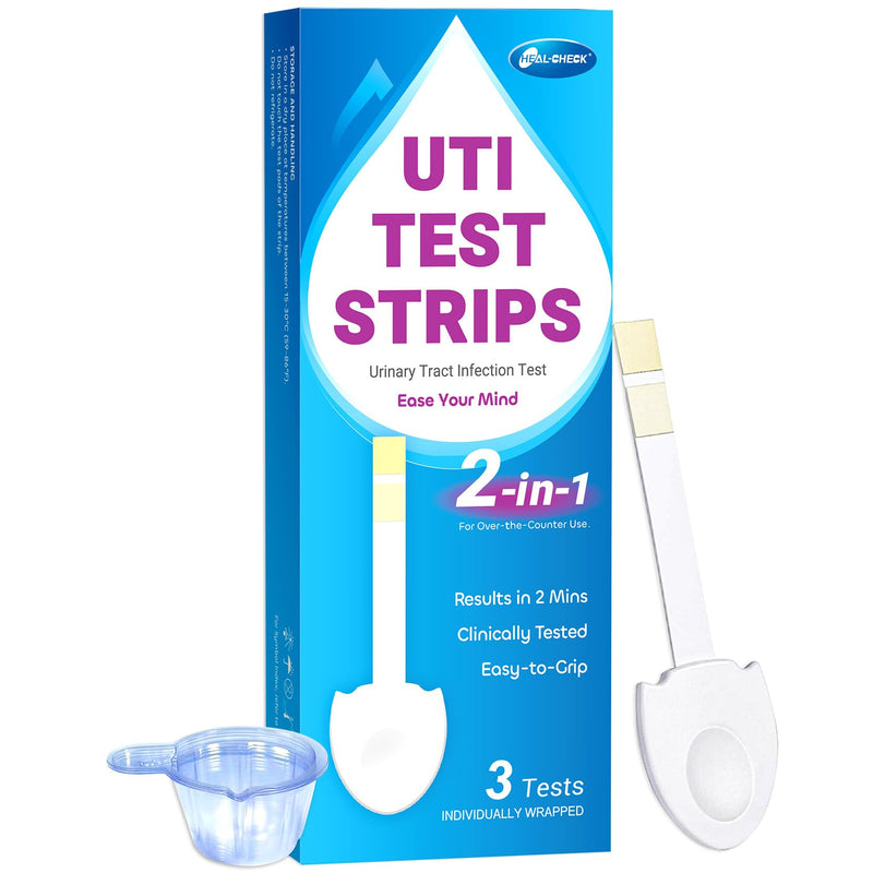 [Australia] - 3 Pack UTI Test Strips, Urinary Tract Infection Test Kit for Women Men, Accurate Result in 2 Minutes, Monitor Bladder Health at Home, Clinically Tested, Easy to Grip, Individually Wrapped 3T 