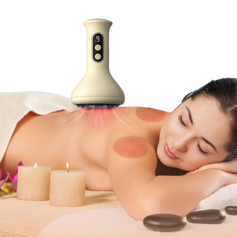 [Australia] - 2 in 1 Handheld Gua Sha & Cupping Massager - 9 Modes Electric Vacuum Suction for Muscle Recovery, Body Sculpting Massage, Cordless Rechargeable for Back, Legs, Arms 