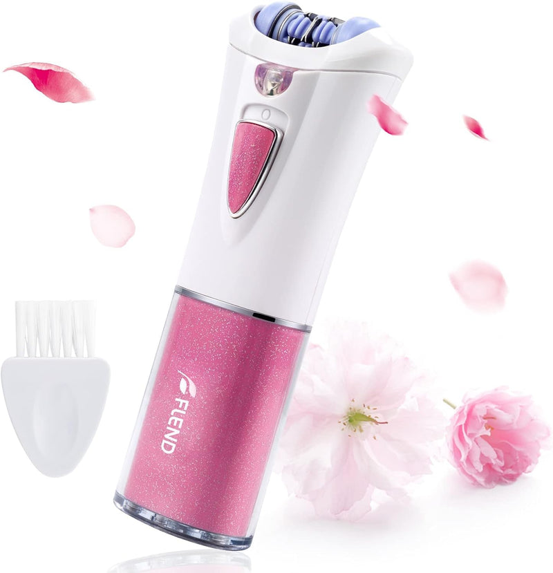 [Australia] - Mini Epilator, Facial Hair Remover for Women, Full Body Smooth Glide Epilator, Portable Electric Lady Shaver for Face, Armpits, Arms, Bikini, and Legs, with 9-Tweezers with LED for Precision Pink-mn-10 