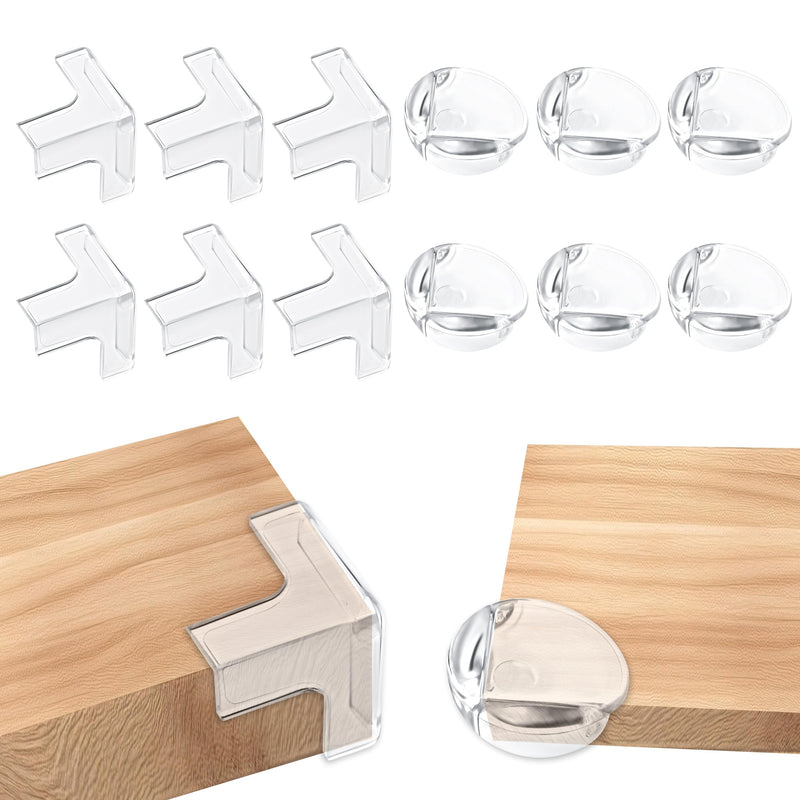 [Australia] - Corner Protector Baby ‚Äì 12 Pack Baby Proof Corners and Edges with Safety Bumpers, Soft Silicone Table Corner Covers Baby Safety, Corner Guards 6 T-Shaped + 6 Round Covers T+R (12pcs) 
