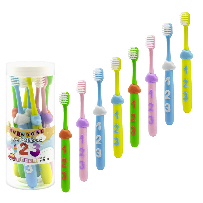 [Australia] - SNOWROSE 8 Pcs Kids Toothbrushes,Soft Bristles Toothbrushes for 2-12 Years Old Kids, Multicolor Baby Toothbrush Pack, Cute Toddler Toothbrush Girl & Boy 1 Count (Pack of 8) 