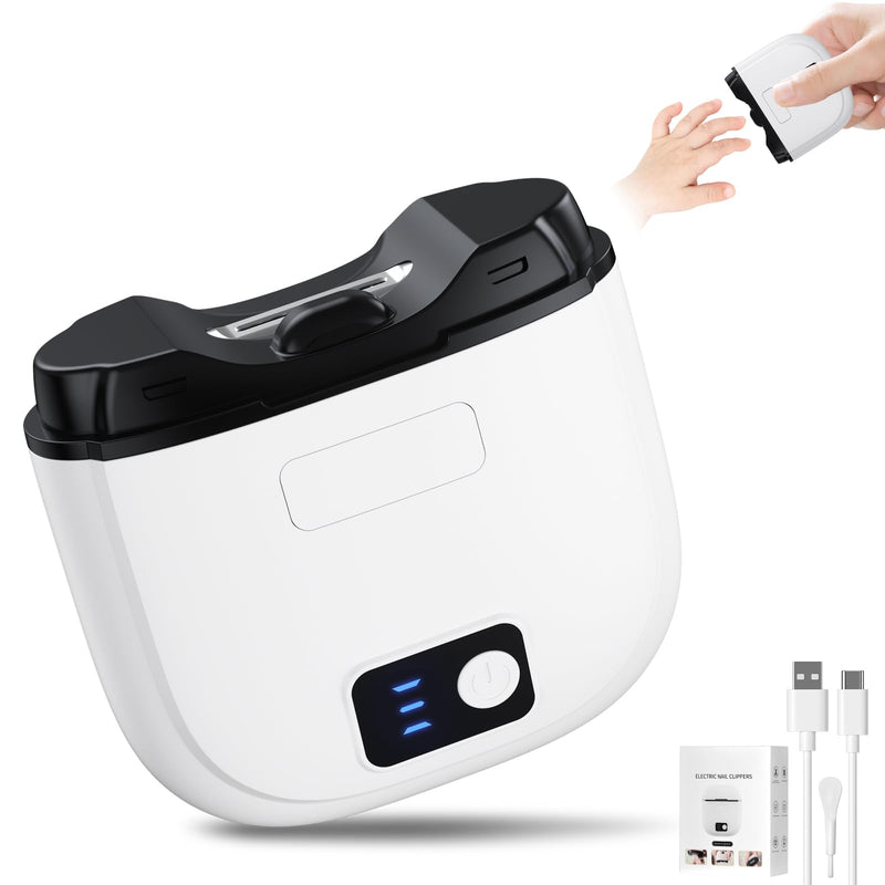 [Australia] - Electric Nail Clipper - Automatic Nail Trimmer with 3 Speed Modes, LCD Display, Nail Scraps Storage & USB Rechargeable Safety Fingernail Trimmer for Babies, Kids, Adults, and Seniors 