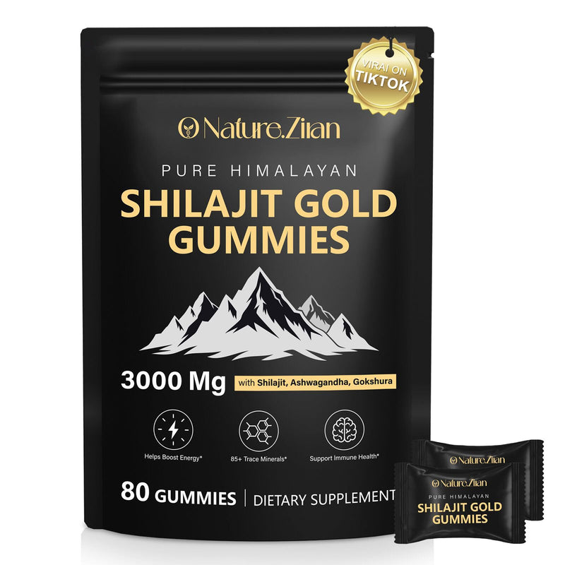 [Australia] - Shilajit Gummies for Men & Women - Pure Himalayan Shilajit Gold Gummies Rich in Ashwagandha, Gokshura with 85+ Minerals, Authentic Flavor, 100% Natural, 80 Gummies 