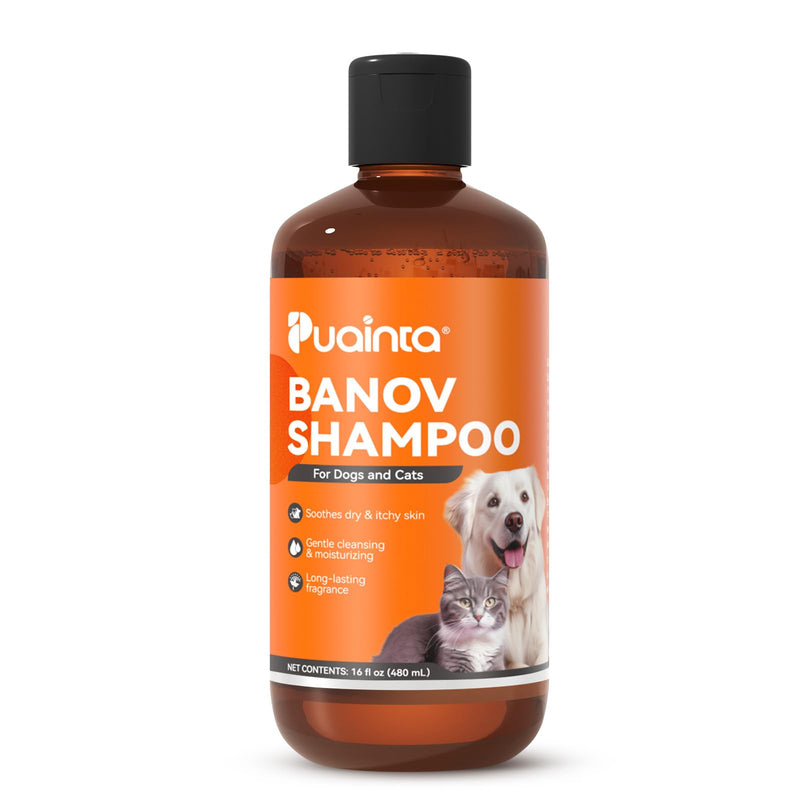 Dog Shampoo for Itchy Skin Relief, Herbal Hypoallergenic Dog Shampoo for Smelly Dogs and Cats, Sensitive & Dry Skin, Dog Hot Spot, Greasy, Red and Inflammation Skin, 8oz BANOV Shampoo 8oz - PawsPlanet Australia