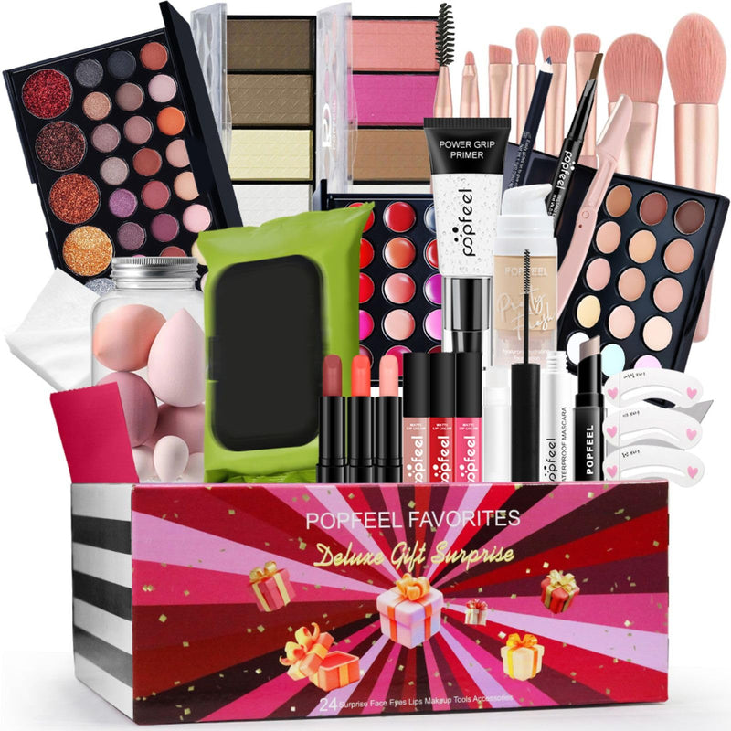 [Australia] - FantasyDay All in One Makeup Kit for Women Full Kit Girls Makeup Gift Sets Xmas Essential Bundle Include Eyeshadow Palette Lipstick Blush Concealer Eyeliner Mascara Foundation Brush Eyebrow Pencil POP009B 