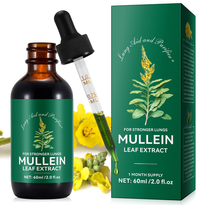 [Australia] - Mullein Drops for Lungs - Mullein Leaf Extract for Lungs, Chlorophyll Liquid Drops Supplement for Lung Cleanse, Natural Herbal 2 Fl Oz (Pack of 1) 