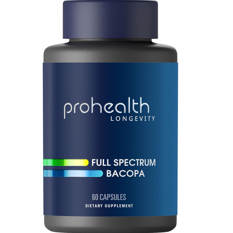 [Australia] - ProHealth Full Spectrum Bacopa Supplement | 1000mg High Potency Formula | Triple Lab Tested for Purity & Quality | 60 Vegetable Capsules for Memory Support, Focus, Stress Relief & Cognitive Health 