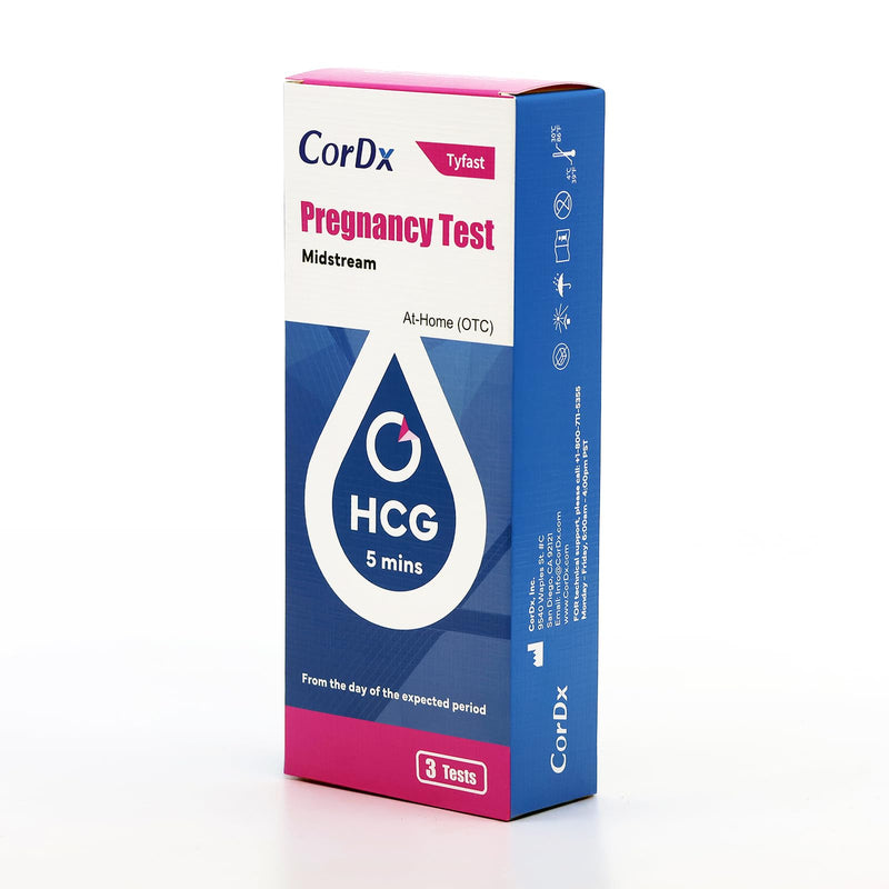 CorDx One-Step Early Detection Pregnancy Test Kit, Midstream Urine Tests for Easy At Home hCG Level Testing, Clear, Fast and Reliable Result with Over 99% Accuracy, 3 Pack