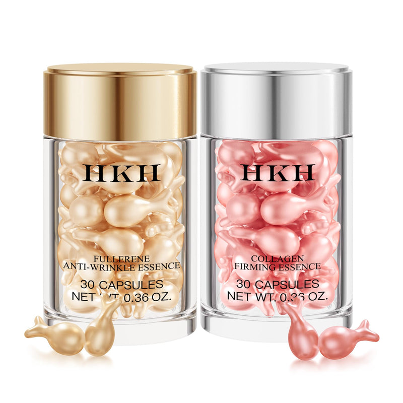 Vitamin C & Retinol Serum Capsules Set – 30 pcs VC for Morning + 30 pcs VA for Evening - Anti-Aging & Anti-Wrinkle Skincare Face Serum - Smooth Fine Lines Hydrate & Firm Skin - Travel-Friendly Vitamin C + Retinol
