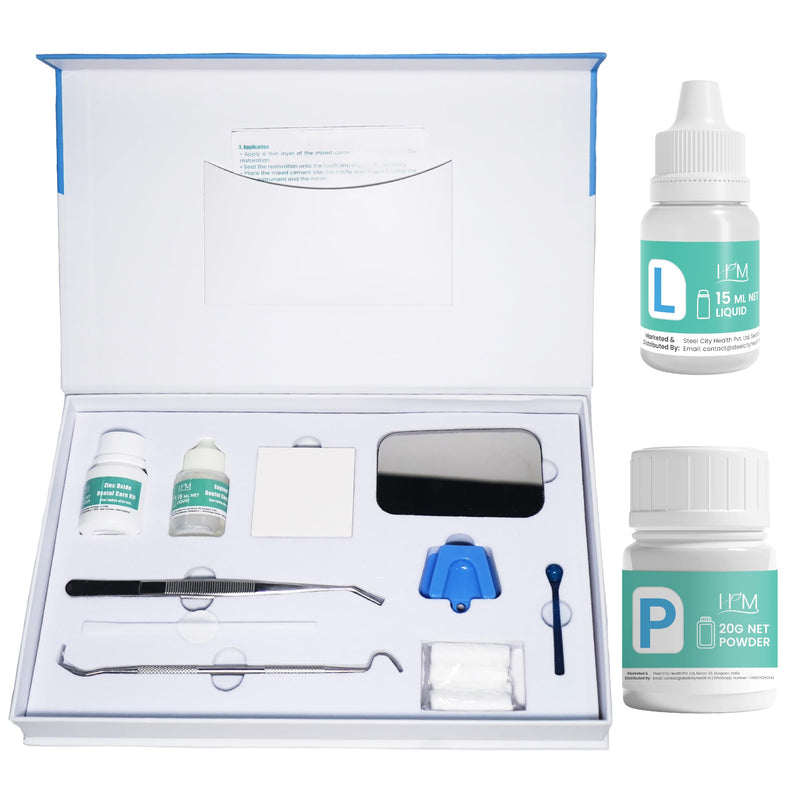 [Australia] - HM Zinc Oxide Eugenol Dental Cement Kit | Super Adhesive | Instant Tooth Repair, Cap, Crown & Bridge Filling | DIY, Self Curing, Sturdy & High Strength |Universal Shade| Emergency Dental Care | 1 Box 