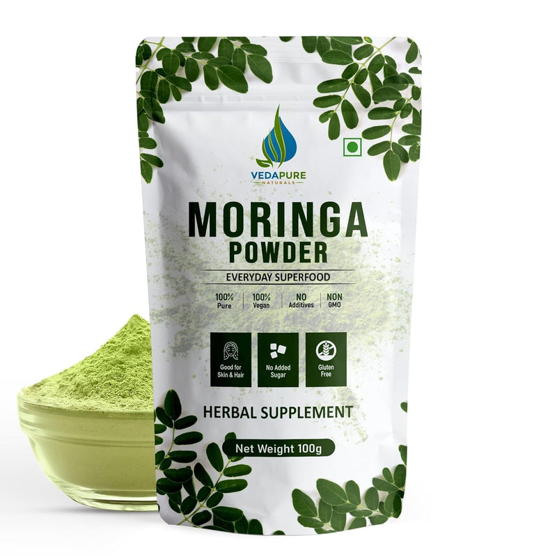 VEDAPURE Organic Moringa Oleifera Leaf Powder, 3.5 Ounce | Rich in Antioxidants, Immune Vitamin, India Grown, Vegan, Great for Moringa Tea & Drink