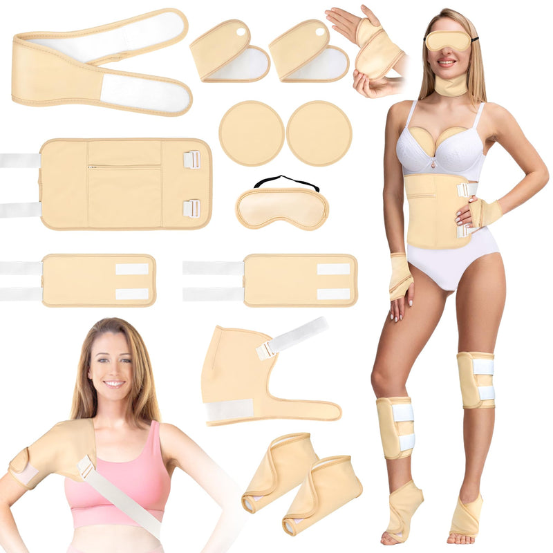 [Australia] - Castor Oil Pack Wrap, 12 Pcs Reusable Castor Oil Pack Kit Organic Cotton for Shoulder Hands Neck Waist Chest Knees and Feet, Adjustable Compress Pads for Entire Body 12pcs Castor Oil Packs 