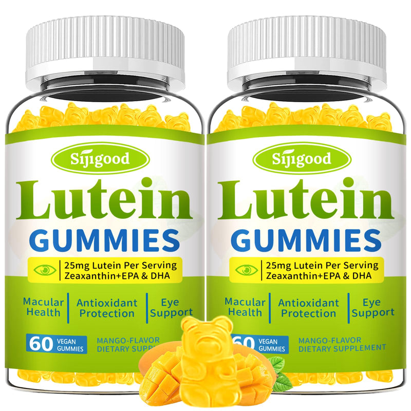 Lutein and Zeaxanthin Supplements Gummies with Astaxanthin & Bilberry Extract - Eye Vitamins with Omega-3, Vitamins A, C, E, D3 & Zinc for Vision Health - Sugar Free, Mango Flavor, 120 Count 60 Count (Pack of 2)