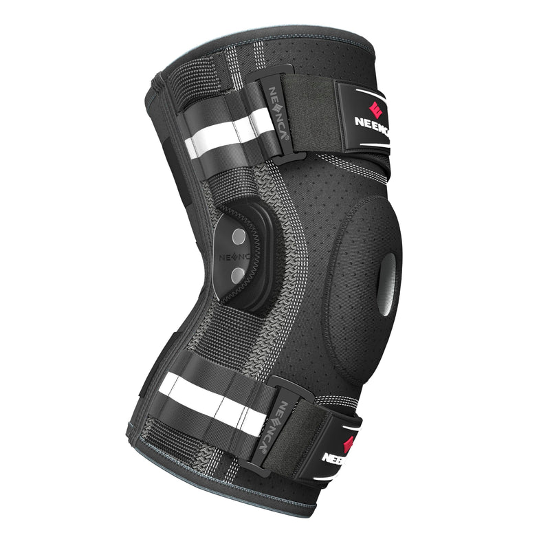 [Australia] - NEENCA Professional Knee Brace for Knee Pain, Hinged Knee Support with Removable Dual Side Stabilizers, Strong Stability for Joint Pain Relief, Arthritis, Meniscus Tear, ACL, PCL, MCL, Runner, Workout Medium Black-Single 