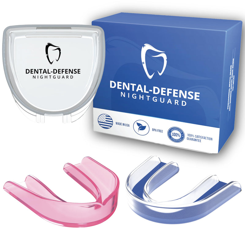 Mouth Guard for Grinding Teeth at Night, Dental Guard for Sleeping at Night, Night Guard for Bruxing and Clenching, Nighttime Protection for Teeth, Premium Tech and Pink Comfort 2 Pack