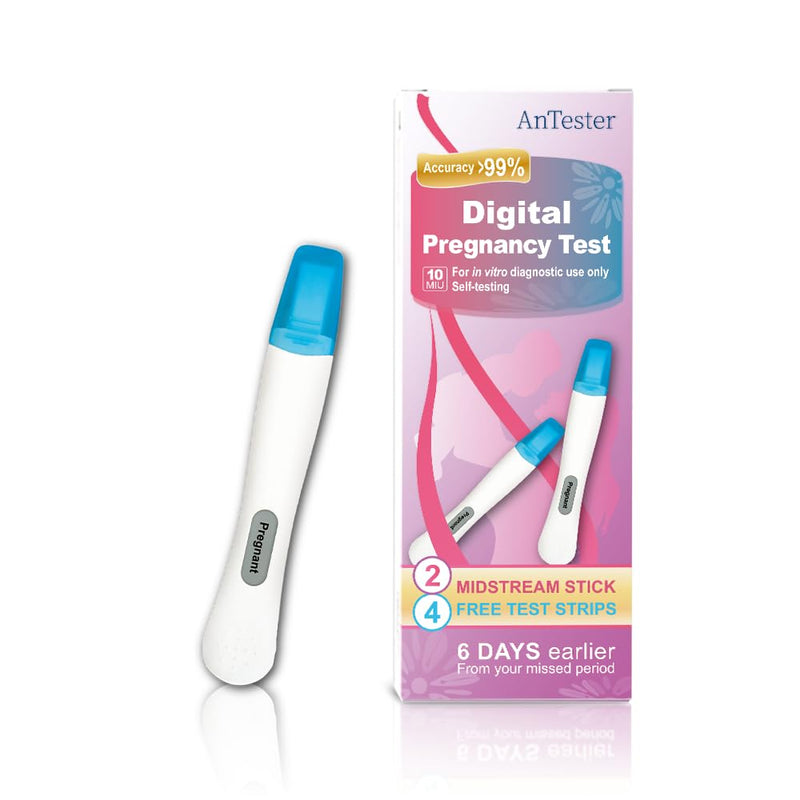 [Australia] - 2X Early Digital Pregnancy Test Kit + 4X hcg Test Strips 10mIU/mL,at-Home Pregnancy Test Kit for Women with Easy-to-Read Results 