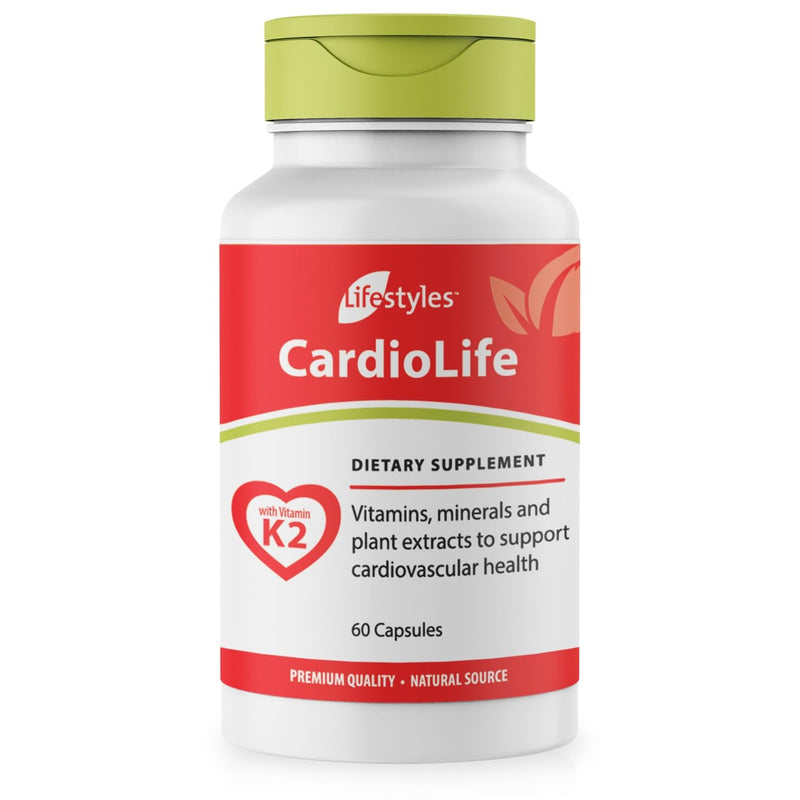 Intra Lifestyles CardioLife Supplement - Herbal Heart Health Support with Vitamin K2 (MK7), Folic Acid, Beetroot, Cayenne Extract & More – Made in Canada – 60 Capsules (1) 1 Count (Pack of 1)