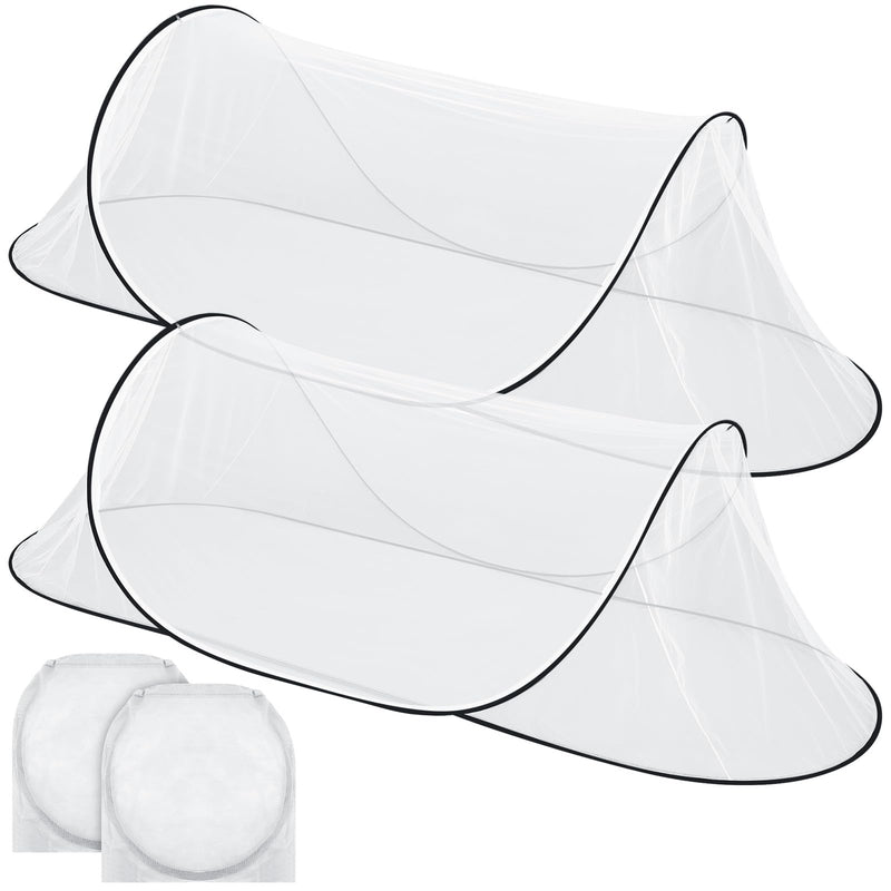[Australia] - 2 Pcs Large Pop up Mosquito Tent Portable Foldable Mosquito Bug Net for Bed Camping Travel Patio Outdoor 78 * 31 * 22 Inch Bug Netting Mesh Tent Canopy for Adults Baby Bedroom White 