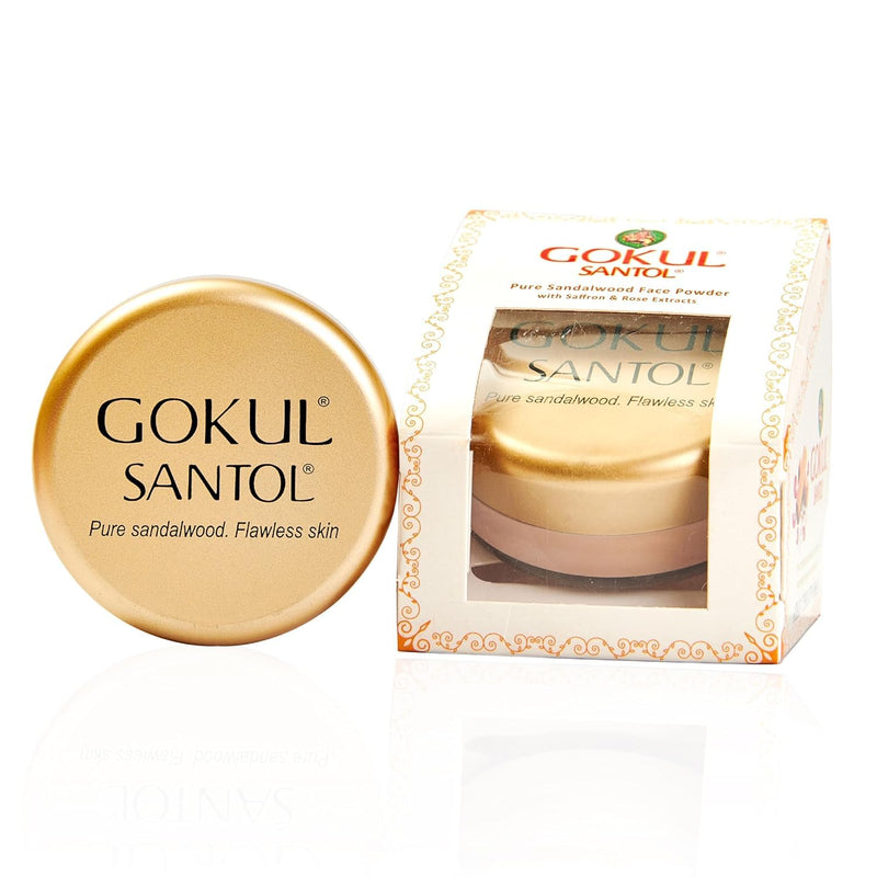 Face Powder Sandalwood Chandan Makeup Powder by Gokul, Natural Face Powder for All Skin Types, 10g-100% Pure sandalwood from India's Mysore Sandal Trees.