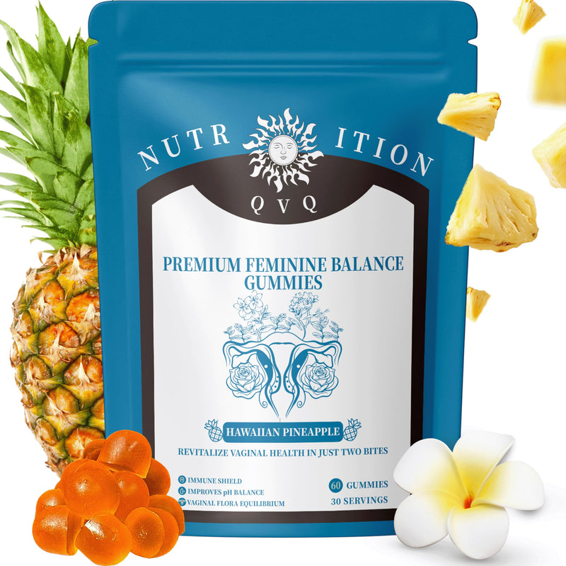 Organic Natural Sourcing Premium Feminine PH Balance Gummies for Women's Health, Immune Support, Hawaiian Pineapple Flavor Gluten-Free, Vegan Premium Feminine Balance Gummies For women-60 Prebiotics 60