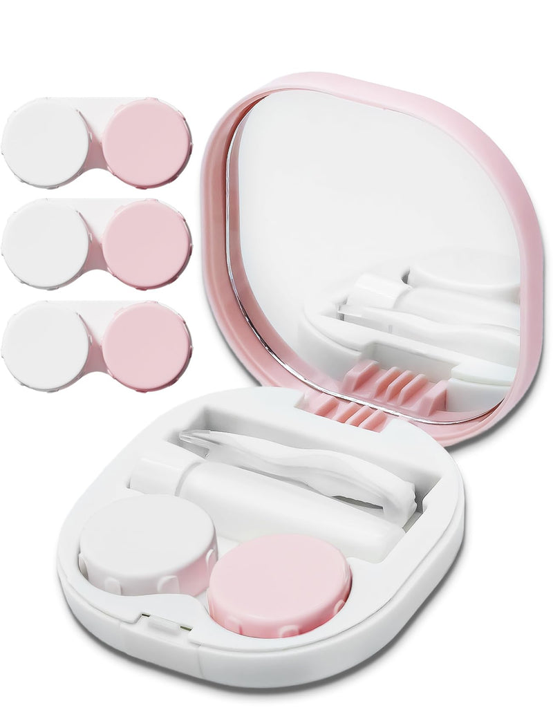 [Australia] - Contact Lens Case, Portable Contact Case with Contact Lens Applicator Tool and 3pcs Extra Solution Soaking Cases for Daily Vision Care and Outdoor Use, Travel Size (Pink) Blush Petal 