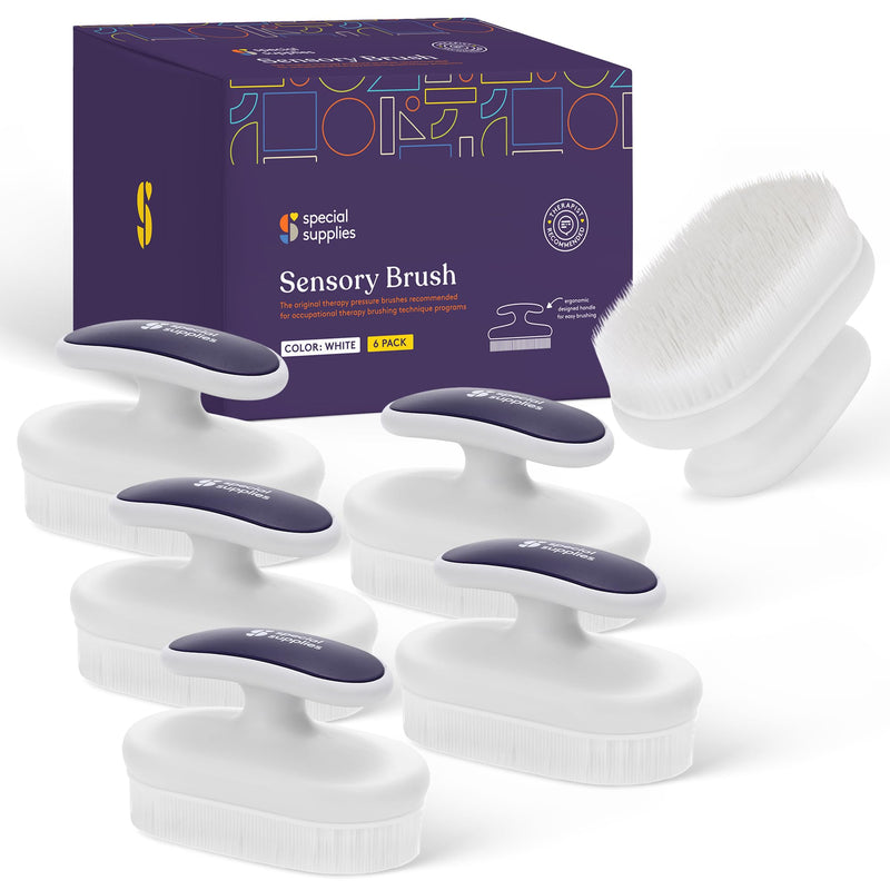 [Australia] - Special Supplies Sensory Brush Therapressure Therapy Brush for Occupational and Sensory Brushing, Stimulating, Calming Tools for Kids and Adults, Soft Flexible Bristles, Latex Free (6 Pack) 