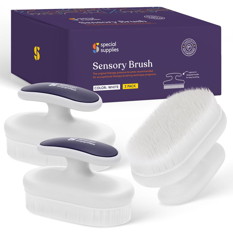 [Australia] - Special Supplies Sensory Brush Therapressure Therapy Brush for Occupational and Sensory Brushing, Stimulating, Calming Tools for Kids and Adults, Soft Flexible Bristles, Latex Free (3 Pack) 