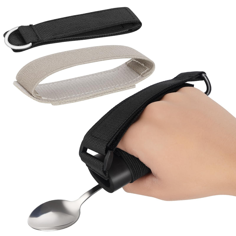 [Australia] - 3 Pack Universal Cuff, Universal Hand Strap for Holding Utensils, Eating Assistance Cuff for Weak Grip & Limited Mobility (3 Different Designs to Suit Various preferences) 3 different sizes(1 khaki+2 black) 