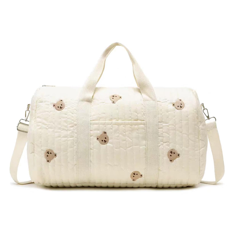 Quilted Duffle Bag for Women Teddy Bear Duffel Bags for Travel Cute Weekender Bags Baby Hospital Bag M-bear