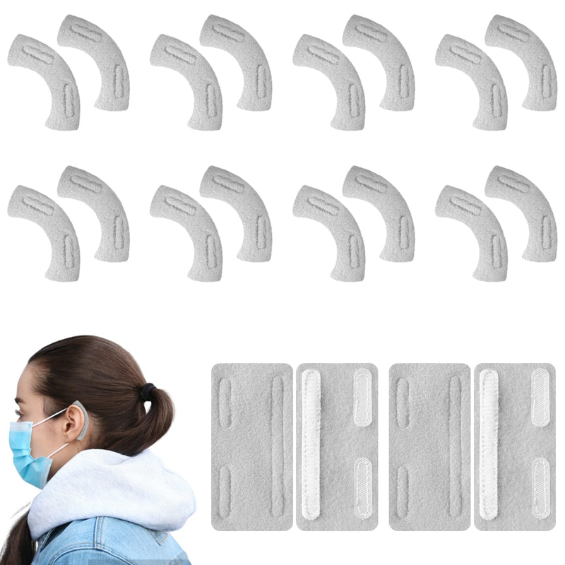 [Australia] - 16 Pcs Nasal Cannula Ear Cushions Soft Oxygen Ear Protectors Confort Cannula Wrap 8 Pairs Oxygen Tubing for Oxygen Users to Help Relieve Ear Pain (Grey) 