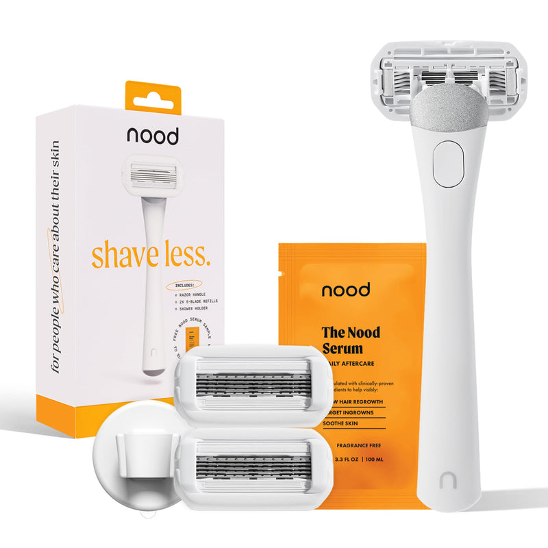 [Australia] - NEW Nood™ Shaving Starter Kit — Premium Stainless Steel Refillable 5-Blade Razors for Women & Men — Includes Razor Handle, 2 Replacement Razor Cartridges, Shower Holder — Works Everywhere Hair Grows 