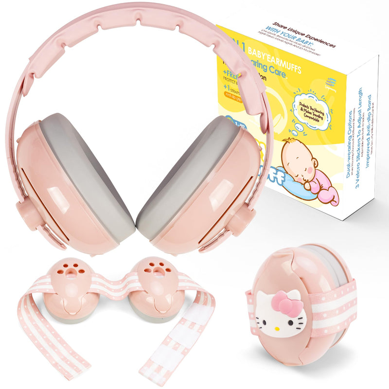 [Australia] - Empireway 2-in-1 Baby Ear Muffs - Adjustable, Lightweight & Foldable Noise Protection for Infants & Toddlers Pink 
