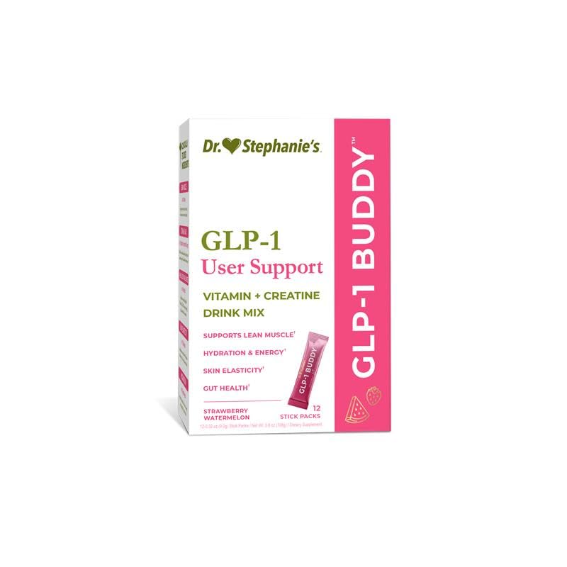 Dr. Stephanie's GLP-1 Buddy Pair with GLP-1 Boosters for Best Results - Digestive Support, Preserve Lean Muscle, Replenish Vitamins - Strawberry Watermelon Drink Mix