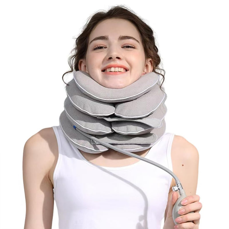 [Australia] - Neck Stretcher with Neck Brace,Cervical Traction Neck Device,Neck Relief Tool,Adjustable Inflatable Cervical Brace,Home Use Neck Decompression New Technology Breathable Fabric Washable&Colorfast(Gray) Gray 
